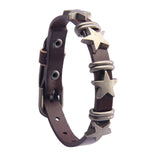 Maxbell Star PU Leather Studded Bracelet Gothic Jewelry for Women Men Girls  Brown