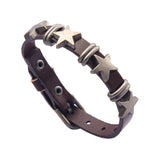 Maxbell Star PU Leather Studded Bracelet Gothic Jewelry for Women Men Girls  Brown