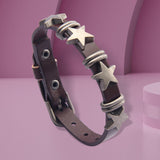 Maxbell Star PU Leather Studded Bracelet Gothic Jewelry for Women Men Girls  Brown