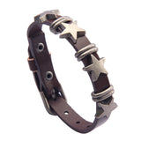 Maxbell Star PU Leather Studded Bracelet Gothic Jewelry for Women Men Girls  Brown