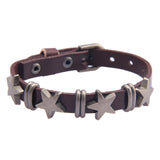 Maxbell Star PU Leather Studded Bracelet Gothic Jewelry for Women Men Girls  Brown