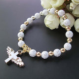 Maxbell Angel Wing Cross Bracelet for 1ST Communion Dedication Goddaughter Godmother