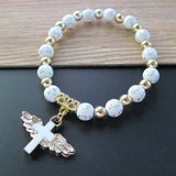 Maxbell Angel Wing Cross Bracelet for 1ST Communion Dedication Goddaughter Godmother