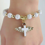 Maxbell Angel Wing Cross Bracelet for 1ST Communion Dedication Goddaughter Godmother