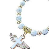 Maxbell Angel Wing Cross Bracelet for 1ST Communion Dedication Goddaughter Godmother
