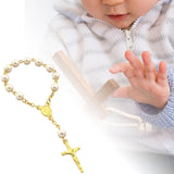 Maxbell Beaded Bracelet Pendant Gift Hanging Cross Communion Wristband Aureate