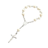 Maxbell Beaded Bracelet Pendant Gift Hanging Cross Communion Wristband Argent