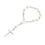 Maxbell Beaded Bracelet Pendant Gift Hanging Cross Communion Wristband Argent
