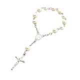 Maxbell Beaded Bracelet Pendant Gift Hanging Cross Communion Wristband Argent