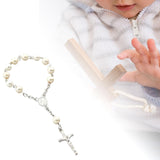 Maxbell Beaded Bracelet Pendant Gift Hanging Cross Communion Wristband Argent