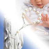 Maxbell Beaded Bracelet Pendant Gift Hanging Cross Communion Wristband Argent