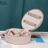 Maxbell Travel Jewelry Box Linen Dustproof Gift for Ear Studs Necklaces Bangles 1pc