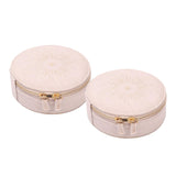 Maxbell Travel Jewelry Box Linen Dustproof Gift for Ear Studs Necklaces Bangles 2pcs