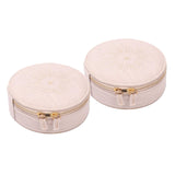 Maxbell Travel Jewelry Box Linen Dustproof Gift for Ear Studs Necklaces Bangles 2pcs