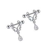 Maxbell 1 Pair Pierced Jewelry Nipple Rings Straight Barbell Festival for Ladies Argent