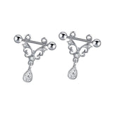 Maxbell 1 Pair Pierced Jewelry Nipple Rings Straight Barbell Festival for Ladies Argent