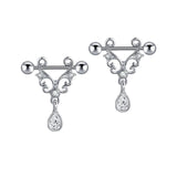 Maxbell 1 Pair Pierced Jewelry Nipple Rings Straight Barbell Festival for Ladies Argent