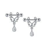 Maxbell 1 Pair Pierced Jewelry Nipple Rings Straight Barbell Festival for Ladies Argent