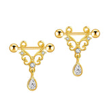 Maxbell 1 Pair Pierced Jewelry Nipple Rings Straight Barbell Festival for Ladies Aureate