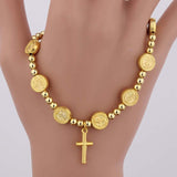 Maxbell Aureate Bangle Bracelet Cross Pendants Gift for Prayer Baptism Christening