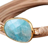 Maxbell Ethnic Rope Wrap Bracelet Multilayer Men and Women Handmade Comfortable Beige Blue