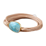 Maxbell Ethnic Rope Wrap Bracelet Multilayer Men and Women Handmade Comfortable Beige Blue