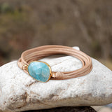 Maxbell Ethnic Rope Wrap Bracelet Multilayer Men and Women Handmade Comfortable Beige Blue