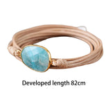 Maxbell Ethnic Rope Wrap Bracelet Multilayer Men and Women Handmade Comfortable Beige Blue