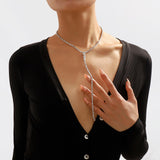 Maxbell Neckchain Sexy Exquisite Jewelry Y Shape Pendant for Wedding Birthday Girls Argent