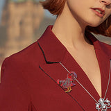 Maxbell Broaches Pins Glitter Luxury for Christmas Party Suit Corsage Accessories Red