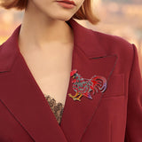 Maxbell Broaches Pins Glitter Luxury for Christmas Party Suit Corsage Accessories Red