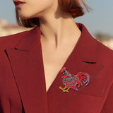 Maxbell Broaches Pins Glitter Luxury for Christmas Party Suit Corsage Accessories Red