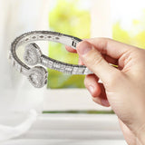 Maxbell Bracelet Decorative Rhinestones Embellishment for Valentine Girls Women Lady Argent 7inch