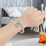 Maxbell Bracelet Decorative Rhinestones Embellishment for Valentine Girls Women Lady Argent 7inch