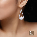Maxbell Dangle Earrings Luxurious Geometric Exquisite for Mother Anniversary Silver