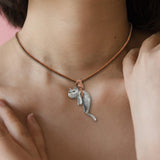 Maxbell Cat Pendant Necklace Long Chain Necklace Ornament Exquisite for Gifts Men
