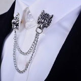 Maxbell Men Collar Tassel Pin with Chain Party Cravat Clasps Badges Lapel Gifts