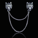 Maxbell Men Collar Tassel Pin with Chain Party Cravat Clasps Badges Lapel Gifts