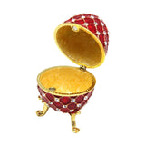 Maxbell Retro Style Egg Trinket Box Decoration Girls Women for Easter New Year Red