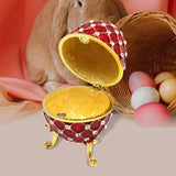 Maxbell Retro Style Egg Trinket Box Decoration Girls Women for Easter New Year Red