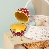 Maxbell Retro Style Egg Trinket Box Decoration Girls Women for Easter New Year Red