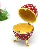 Maxbell Retro Style Egg Trinket Box Decoration Girls Women for Easter New Year Red