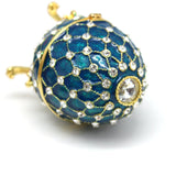 Maxbell Retro Style Egg Trinket Box Decoration Girls Women for Easter New Year Blue