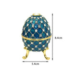 Maxbell Retro Style Egg Trinket Box Decoration Girls Women for Easter New Year Blue