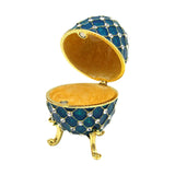 Maxbell Retro Style Egg Trinket Box Decoration Girls Women for Easter New Year Blue