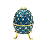 Maxbell Retro Style Egg Trinket Box Decoration Girls Women for Easter New Year Blue