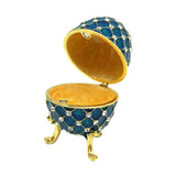 Maxbell Retro Style Egg Trinket Box Decoration Girls Women for Easter New Year Blue