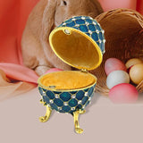 Maxbell Retro Style Egg Trinket Box Decoration Girls Women for Easter New Year Blue