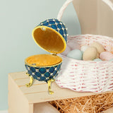 Maxbell Retro Style Egg Trinket Box Decoration Girls Women for Easter New Year Blue