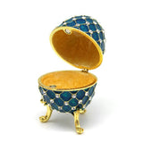 Maxbell Retro Style Egg Trinket Box Decoration Girls Women for Easter New Year Blue